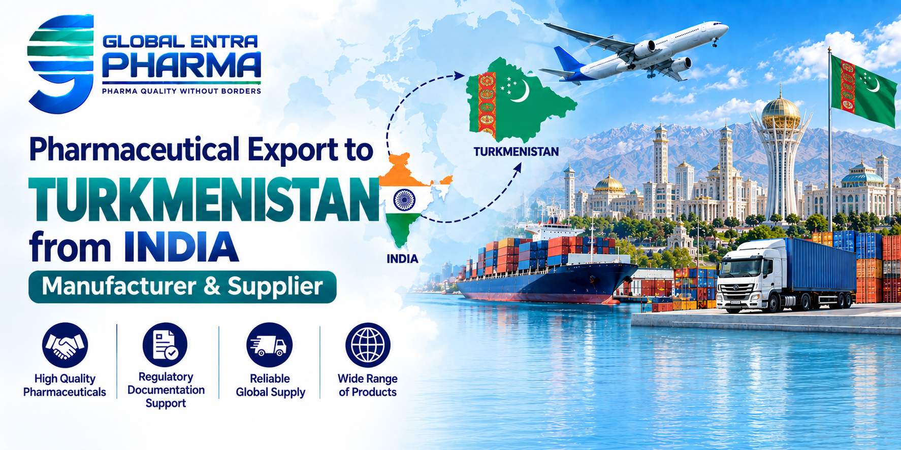 Pharmaceutical Export to Turkmenistan from India – Manufacturer & Supplier
